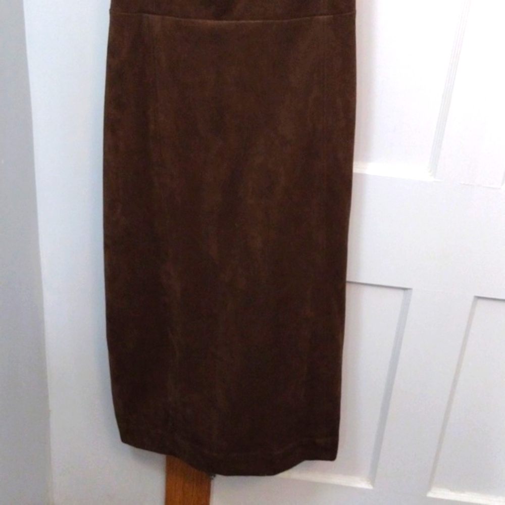 Anthropologie Strappy Brown Faux Suede Midi Dress Size 16 - NWT - Picture 12 of 13